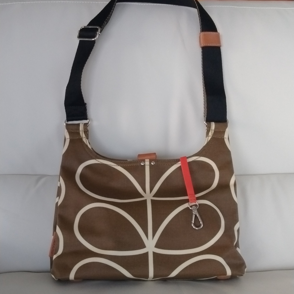 Orla Kiely purse brown and cream